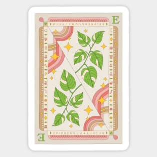 Epipremnum Aureum Golden Photos Plant Illustration with Playing Card Design for Plant Mom Plant Daddy Sticker